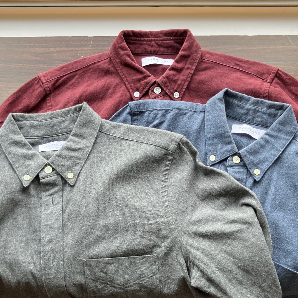Bundle of 3 Everlane Flannel Cotton Button Up Shirts, Men’s XS